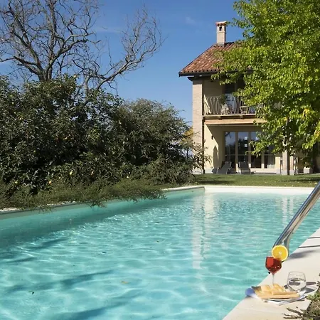 Panoramic On The Hills Of The Langhe Among The Vineyards Large Swimming Pool